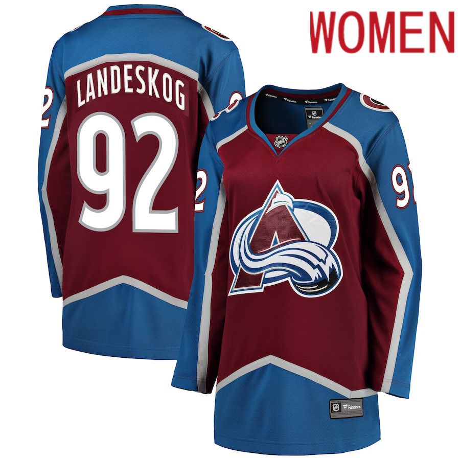 Women Colorado Avalanche #92 Gabriel Landeskog Fanatics Branded Burgundy Breakaway Player NHL Jersey->women nhl jersey->Women Jersey